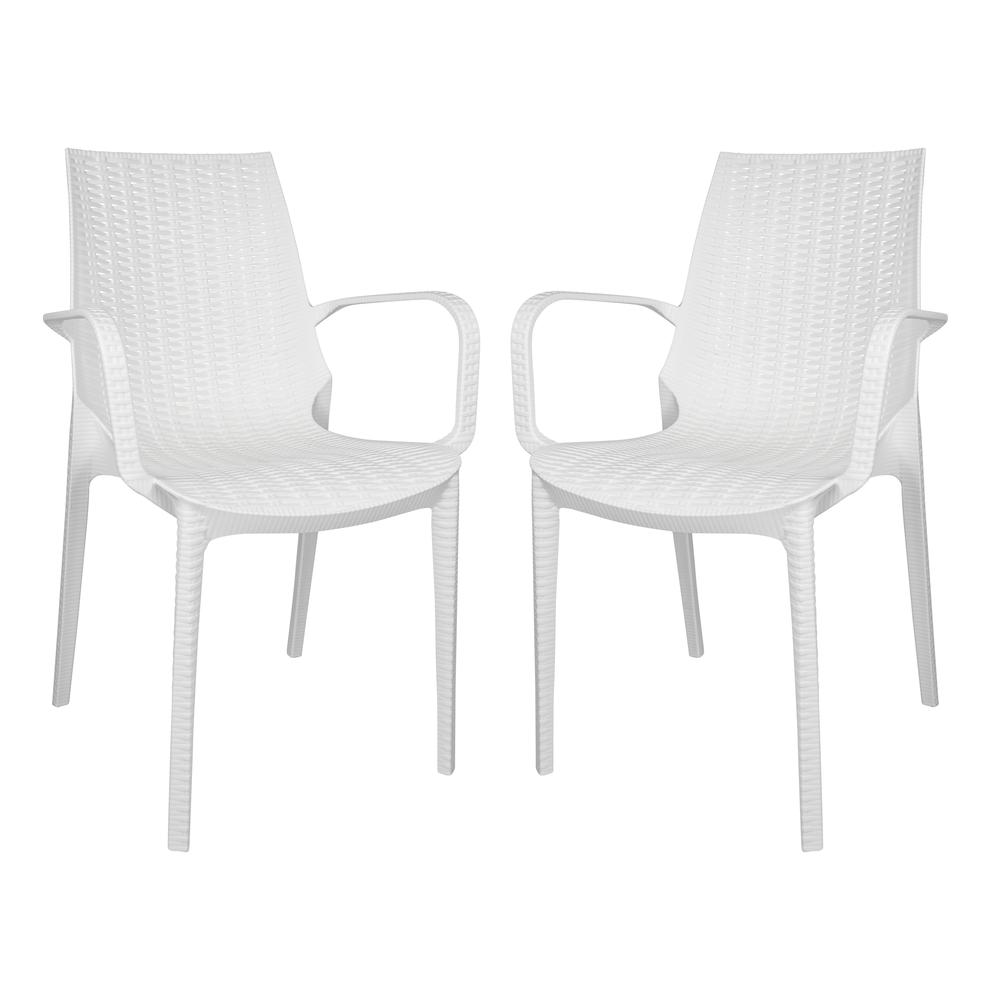 Kent Outdoor Patio Plastic Dining Arm Chair, Set of 2. Picture 1