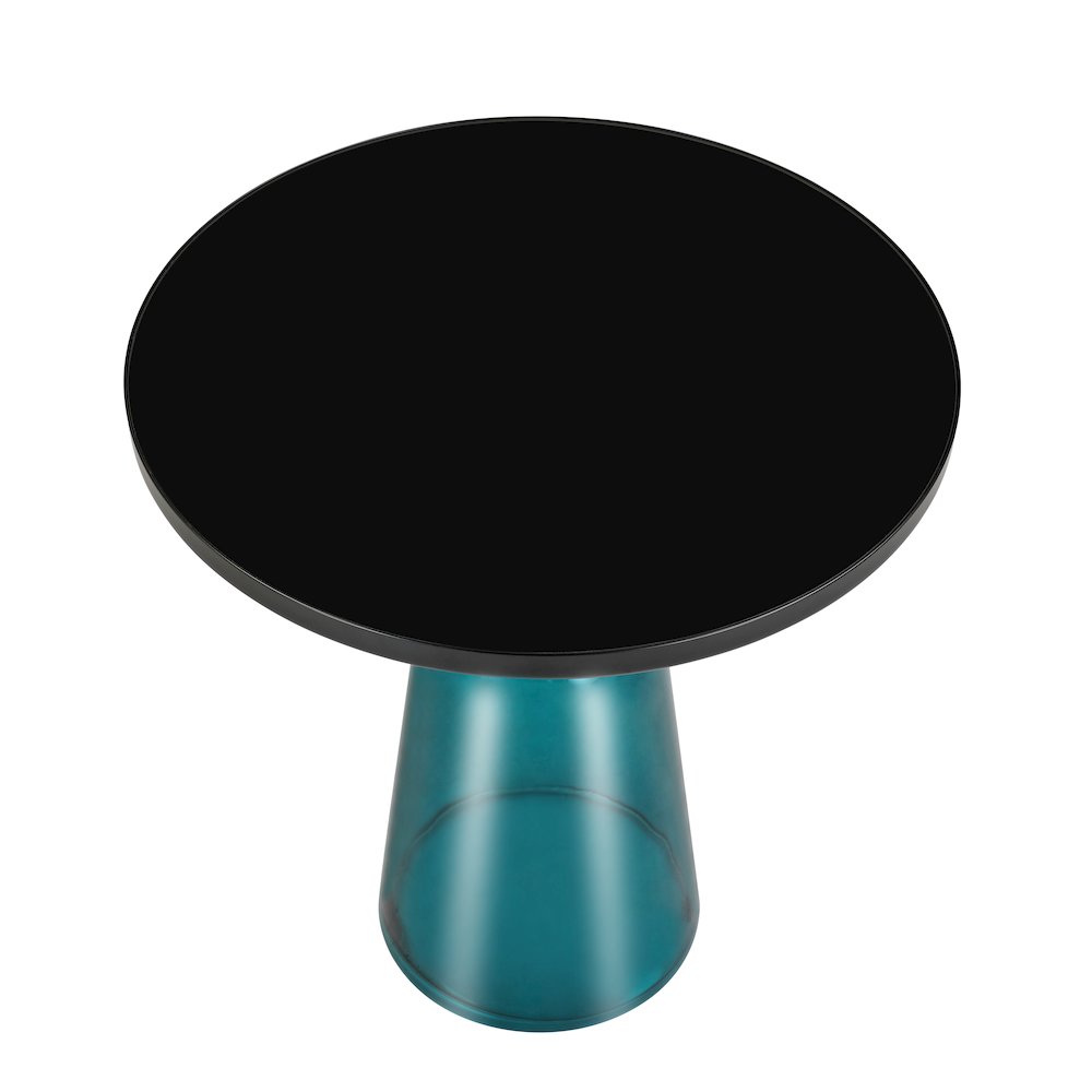 Tully Collection Glass side Table Blue glass, Black Rim with Black Glass top. Picture 7