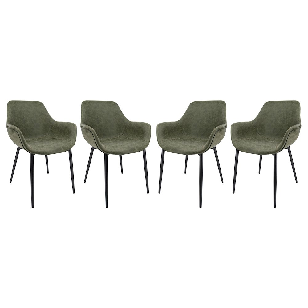 Markley Modern Leather Dining Arm Chair With Metal Legs Set of 4. Picture 8