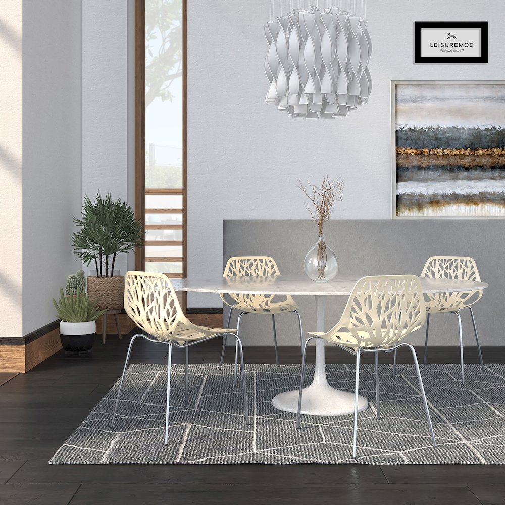 Modern Asbury Dining Chair w/ Chromed Legs, Set of 4. Picture 10