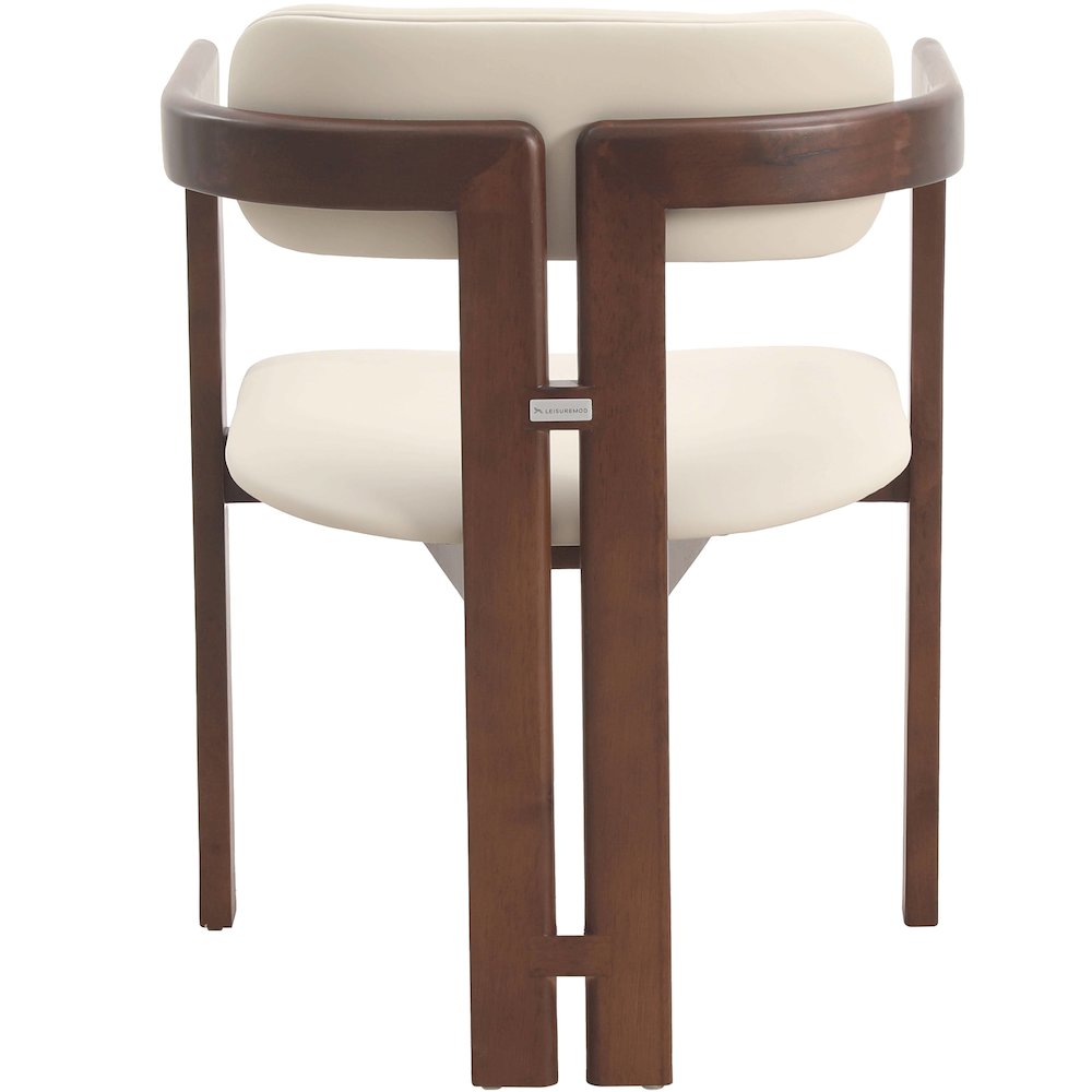 Velo Series Modern Dining Chair in Walnut Color Wood with Toupe Seat. Picture 10