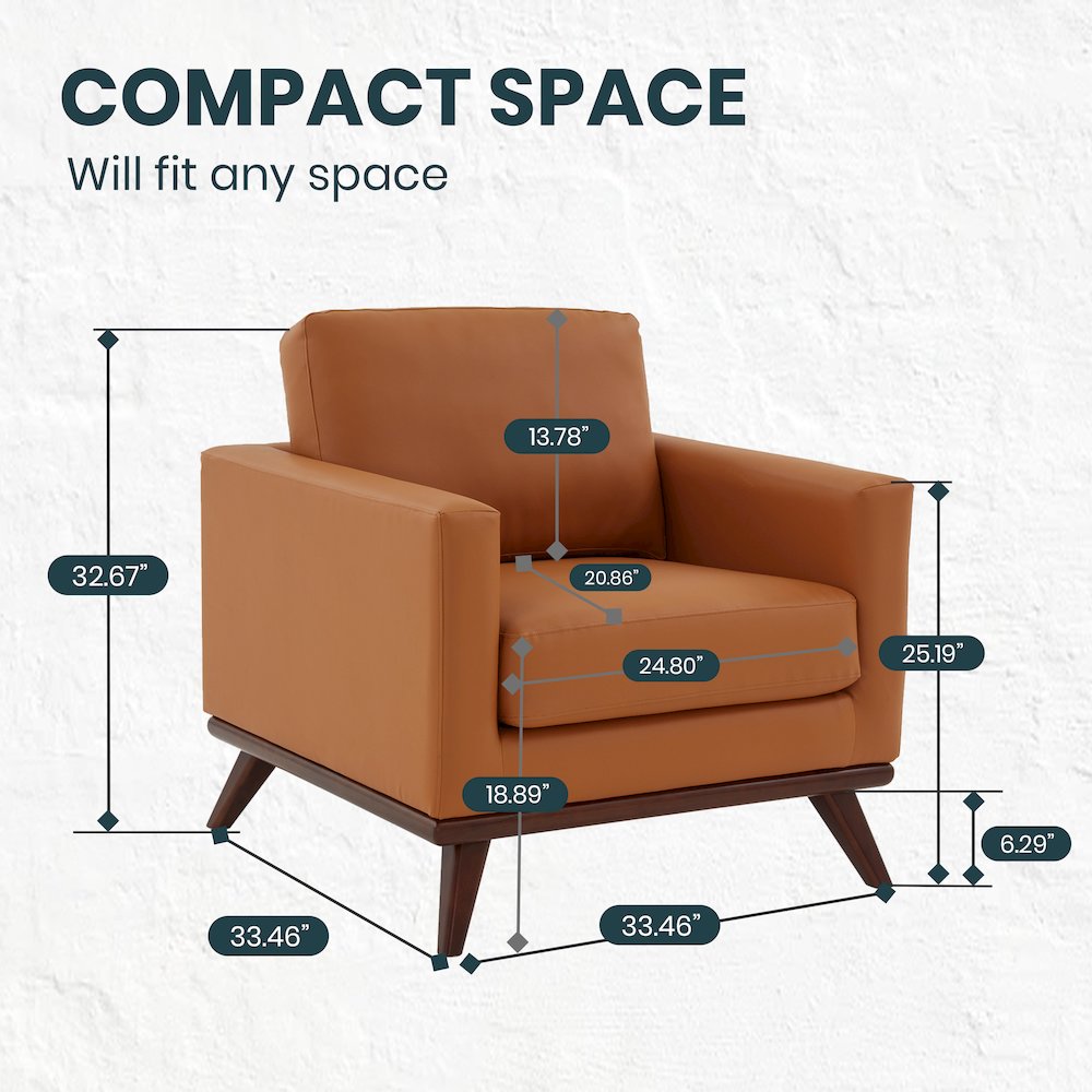 Chester Modern Leather Accent Arm Chair With Birch Wood Base. Picture 5