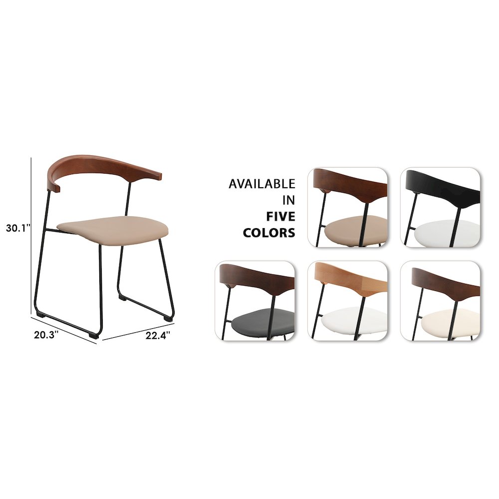 Lyra Collection Modern Chair in Dark Wood back and Taupe Seat. Picture 5