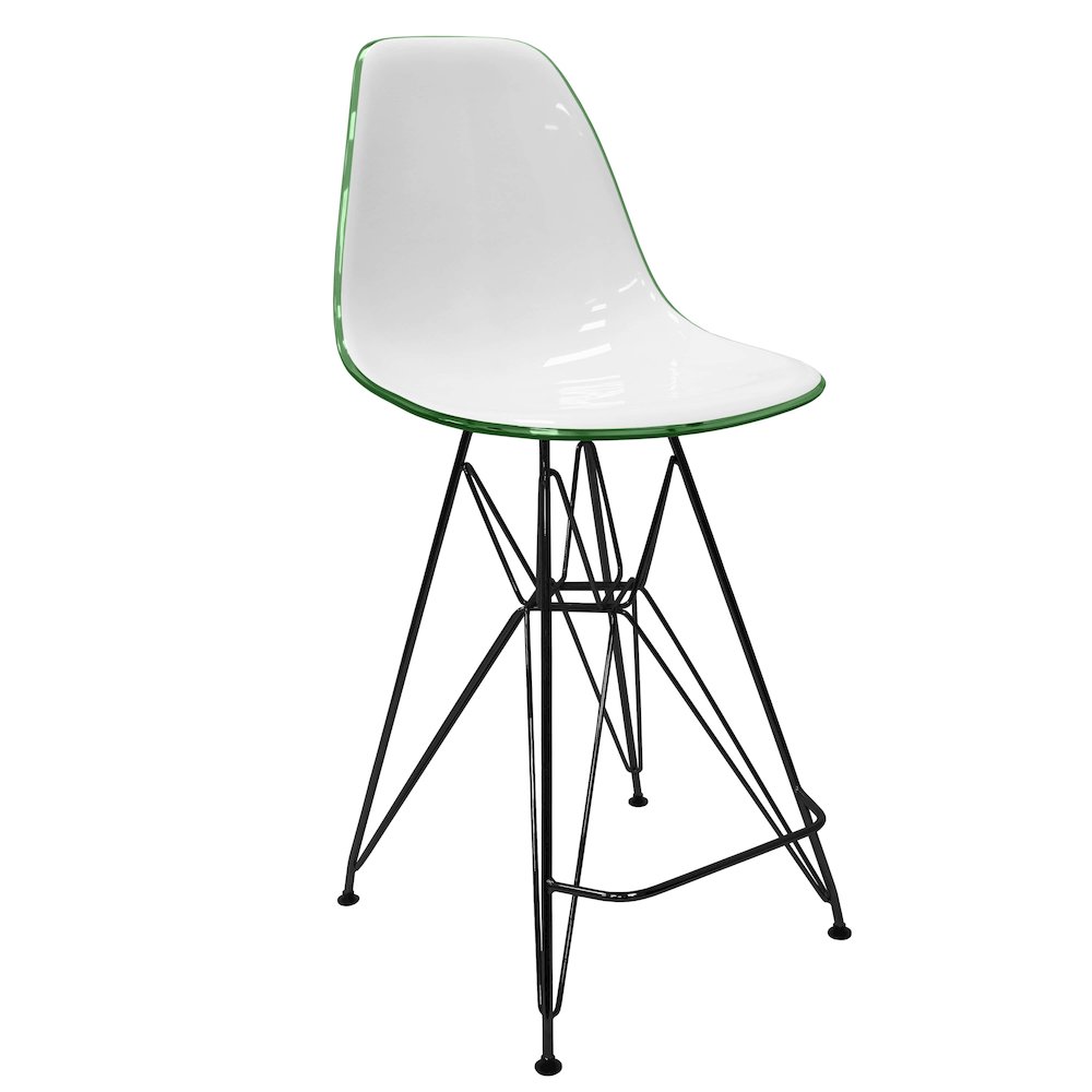 Modern Acrylic Bar stool Cresco Collection Black Base with White/Green seat. Picture 12