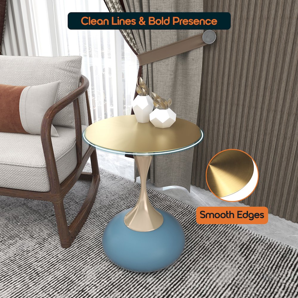 Savoy Collection Modern End Table In Blue. Picture 7