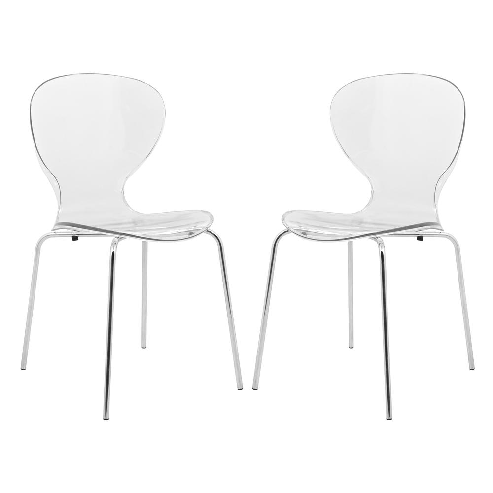 Modern Oyster Transparent Side Chair, Set of 2. Picture 1