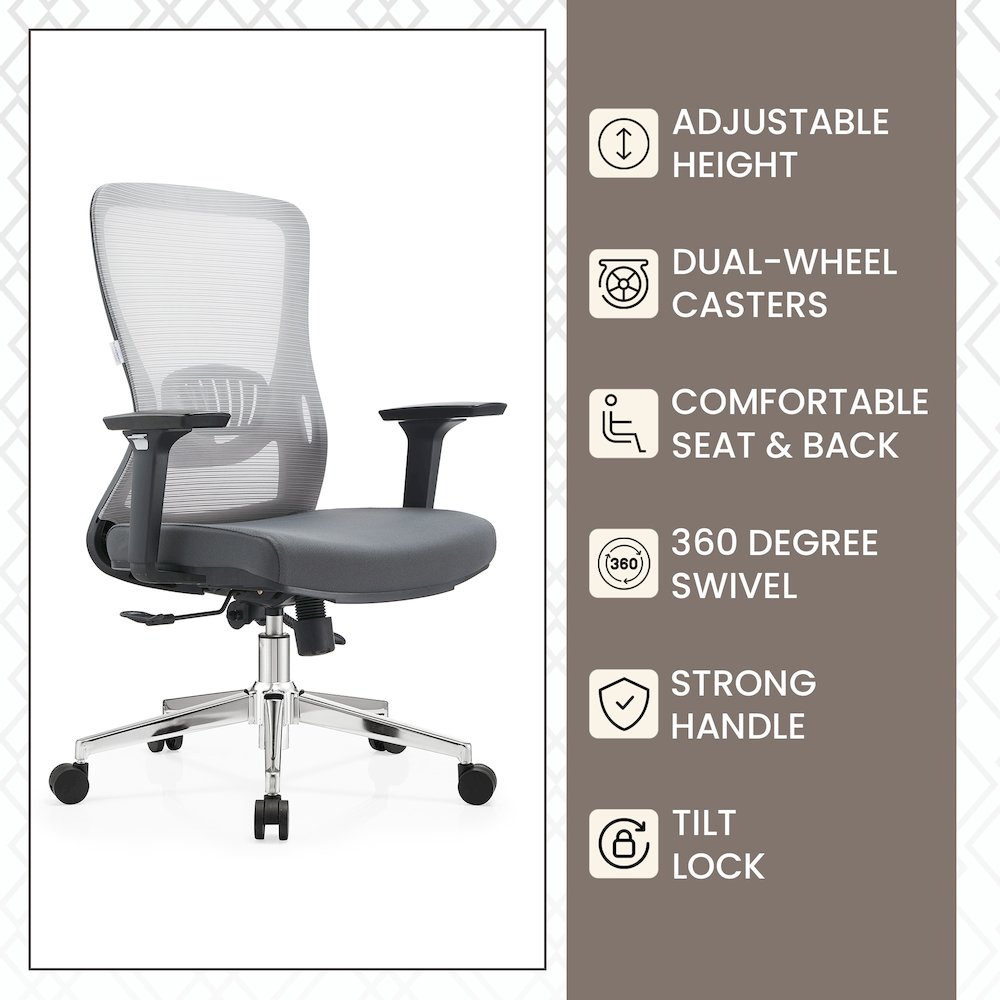 Office Adorit Series Office Task Chair In Grey. Picture 16