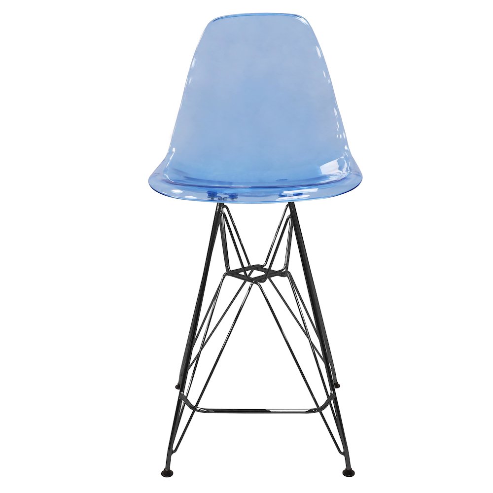 Modern Acrylic Bar stool Cresco Collection Black Base with Trans Blue seat. Picture 25