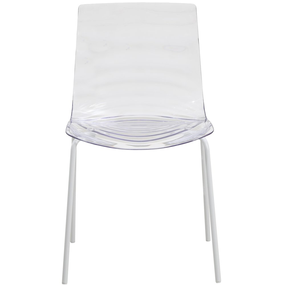 Astor Water Ripple Design Dining Chair in White Base Clear Seat Set of 2. Picture 9