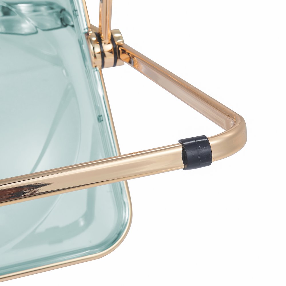 Lawrence Acrylic Folding Chair With Gold Metal Frame, Set of 2. Picture 15