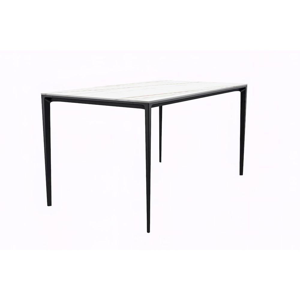 Avo Series Modern Dining Table Black Base, With 62 White/Gold Sintered Stone Top. Picture 59