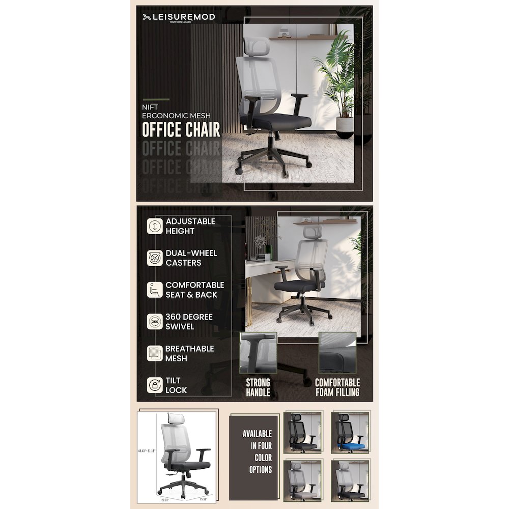 Office Nift Series Office Task Chair In White. Picture 21