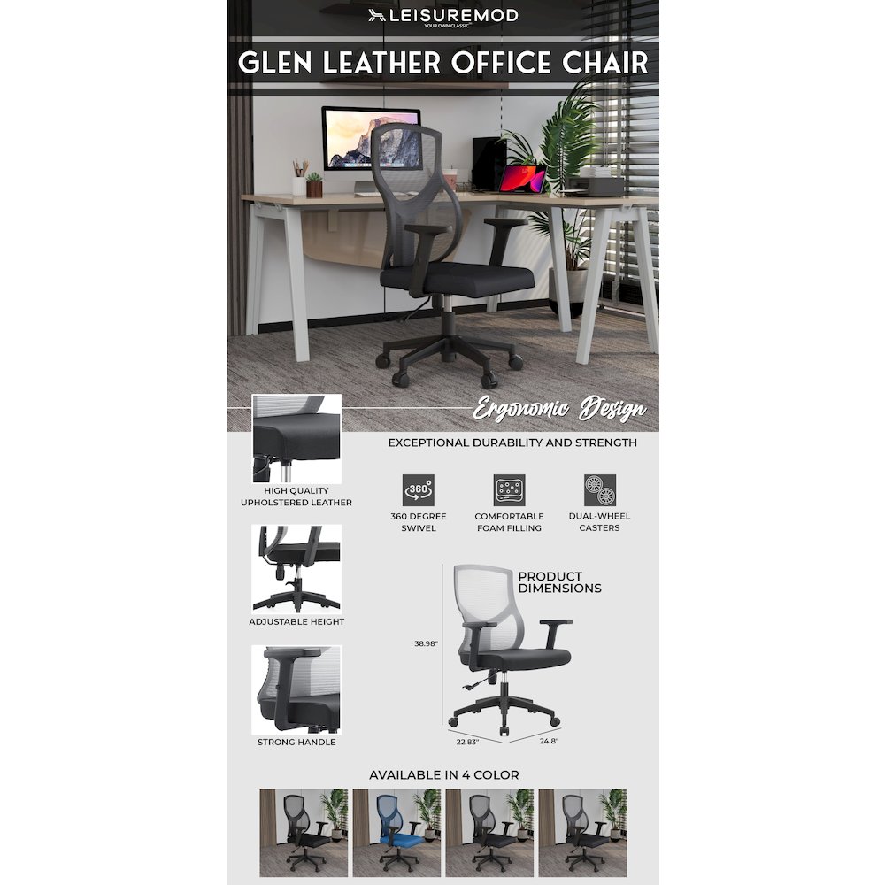 Office Glen Series Office Task Chair In Light Grey. Picture 2
