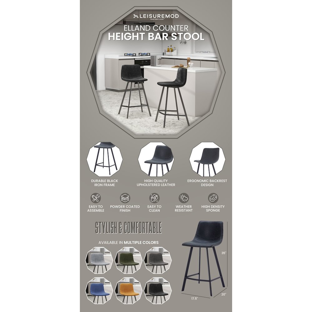 Elland - Counter stool -Charcoal Black. Picture 12