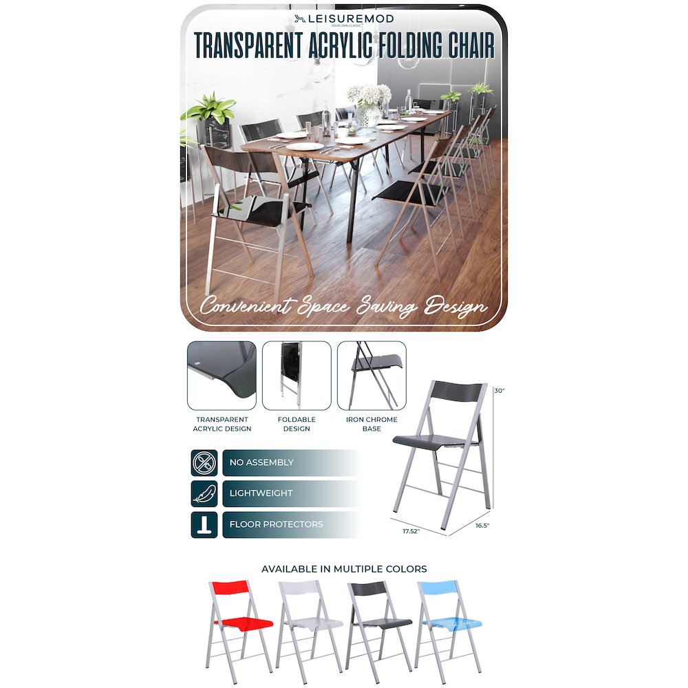 Menno Modern Acrylic Folding Chair. Picture 21