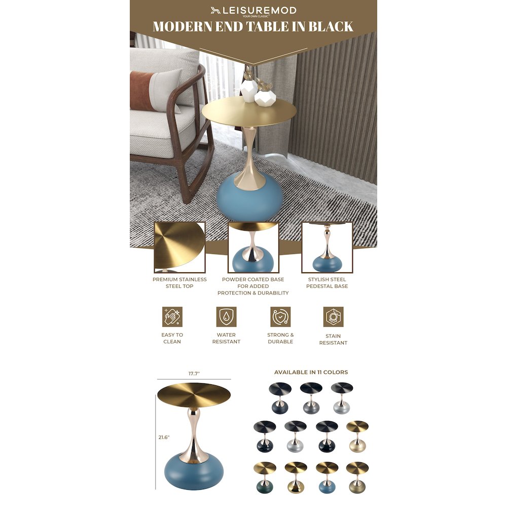 Savoy Collection Modern End Table In Blue. Picture 26