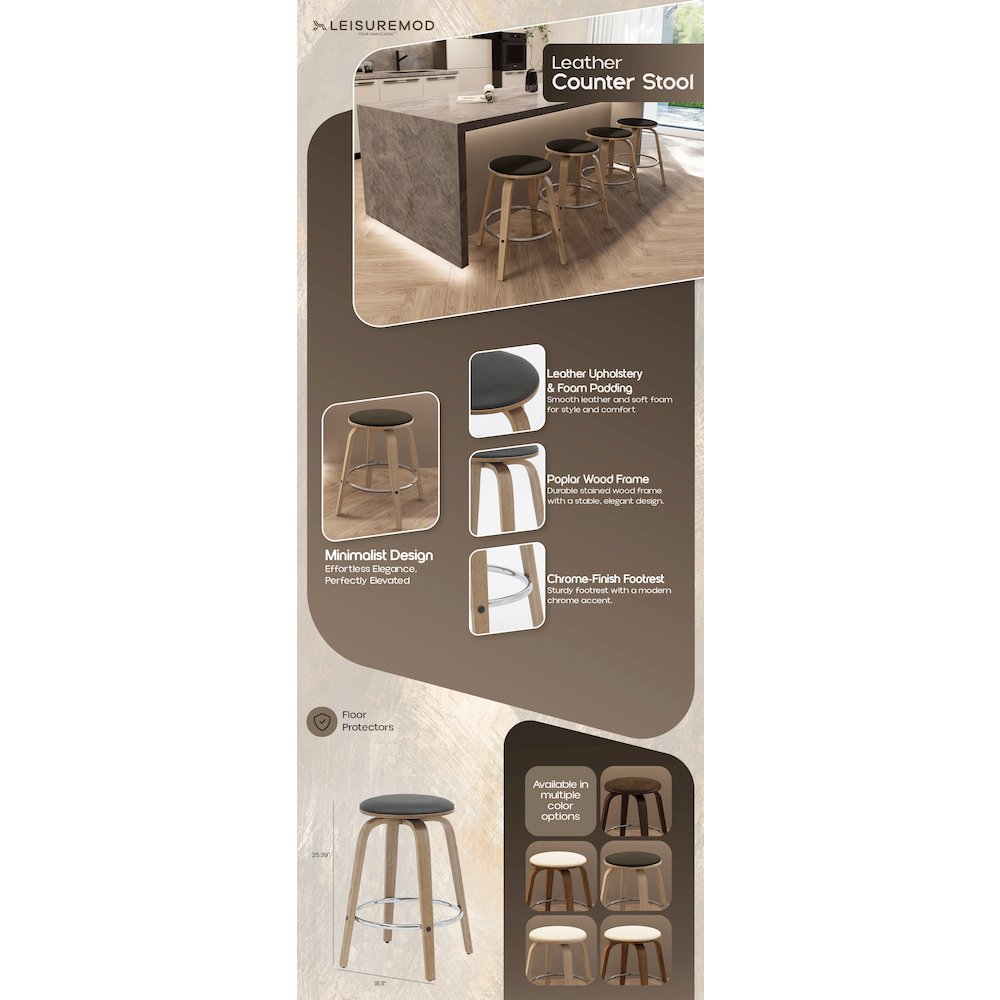 Wooden Counter Stool Pelya Collection Modern Style Washed Walnut color in Black. Picture 22
