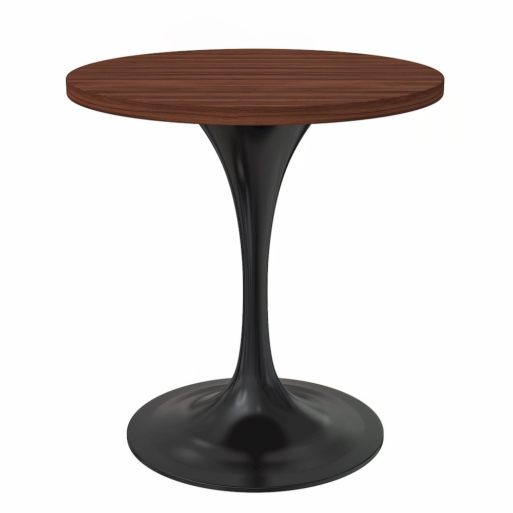 Verve Collection 27 Round Dining Table, Black Base with Cognac Brown MDF Top. Picture 13