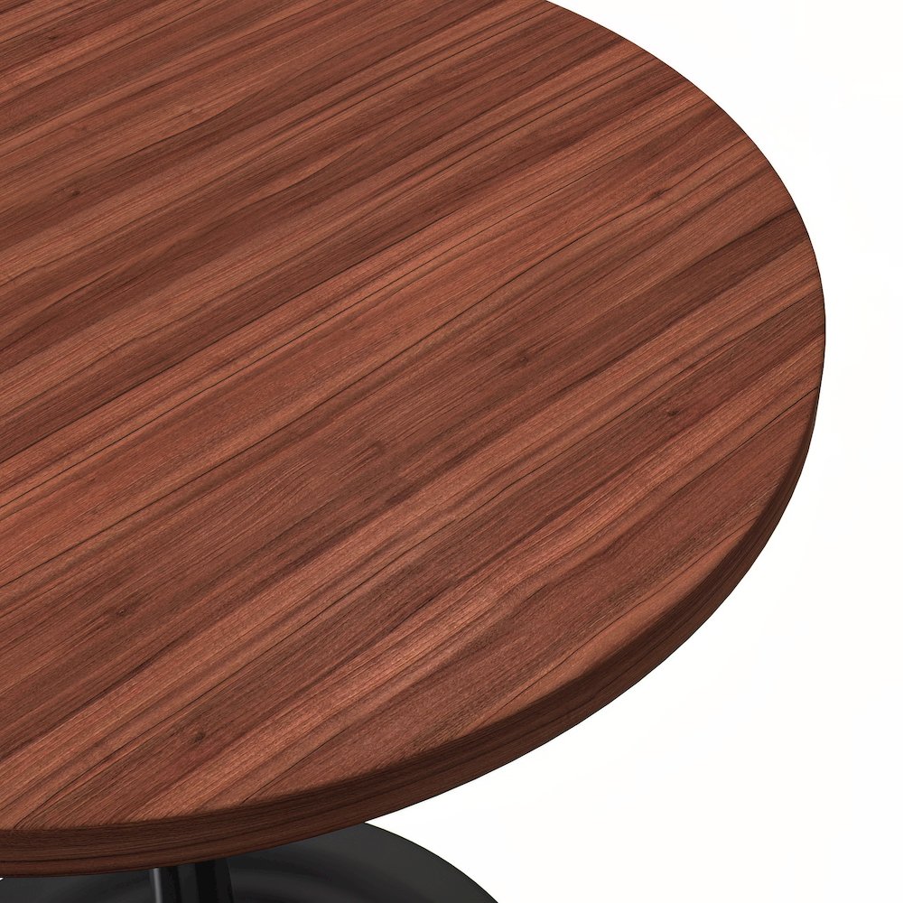 Verve Collection 27 Round Dining Table, Black Base with Cognac Brown MDF Top. Picture 16