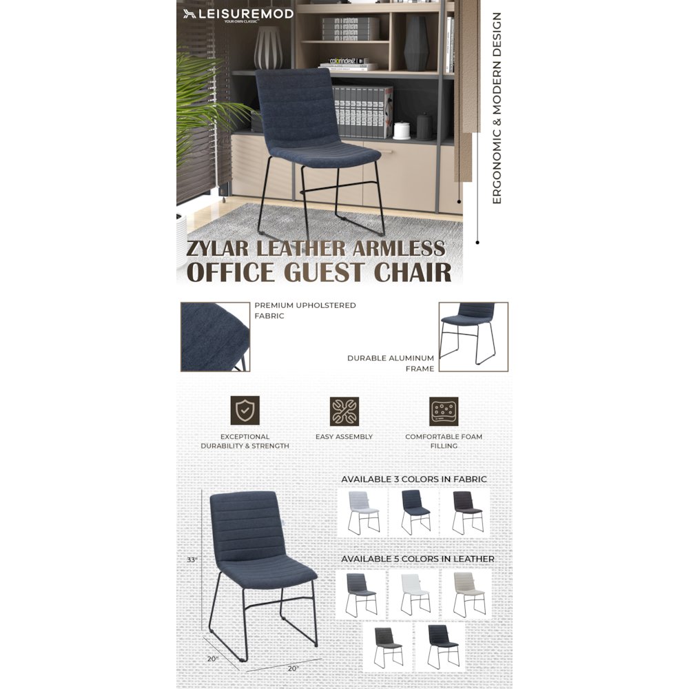 Zylar Series Office Guest Chair in Dark Blue Fabric. Picture 9