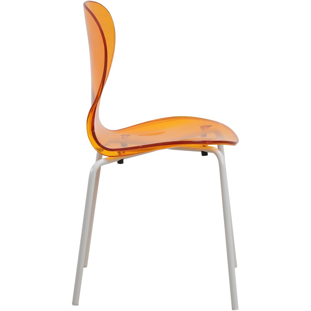 Modern Oyster Transparent Side Chair in White Base Set of 4. Picture 8