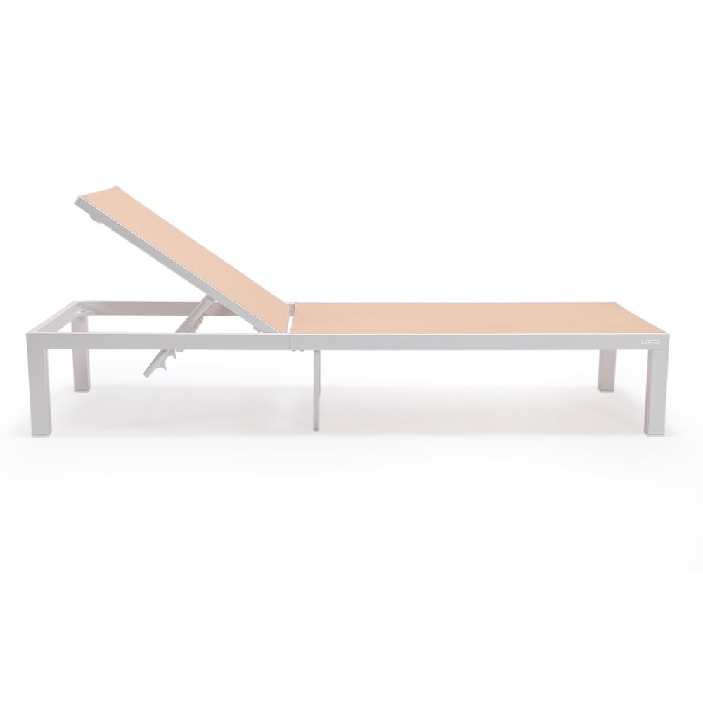 Marlin Patio Chaise Lounge Chair With White Aluminum Frame. Picture 9