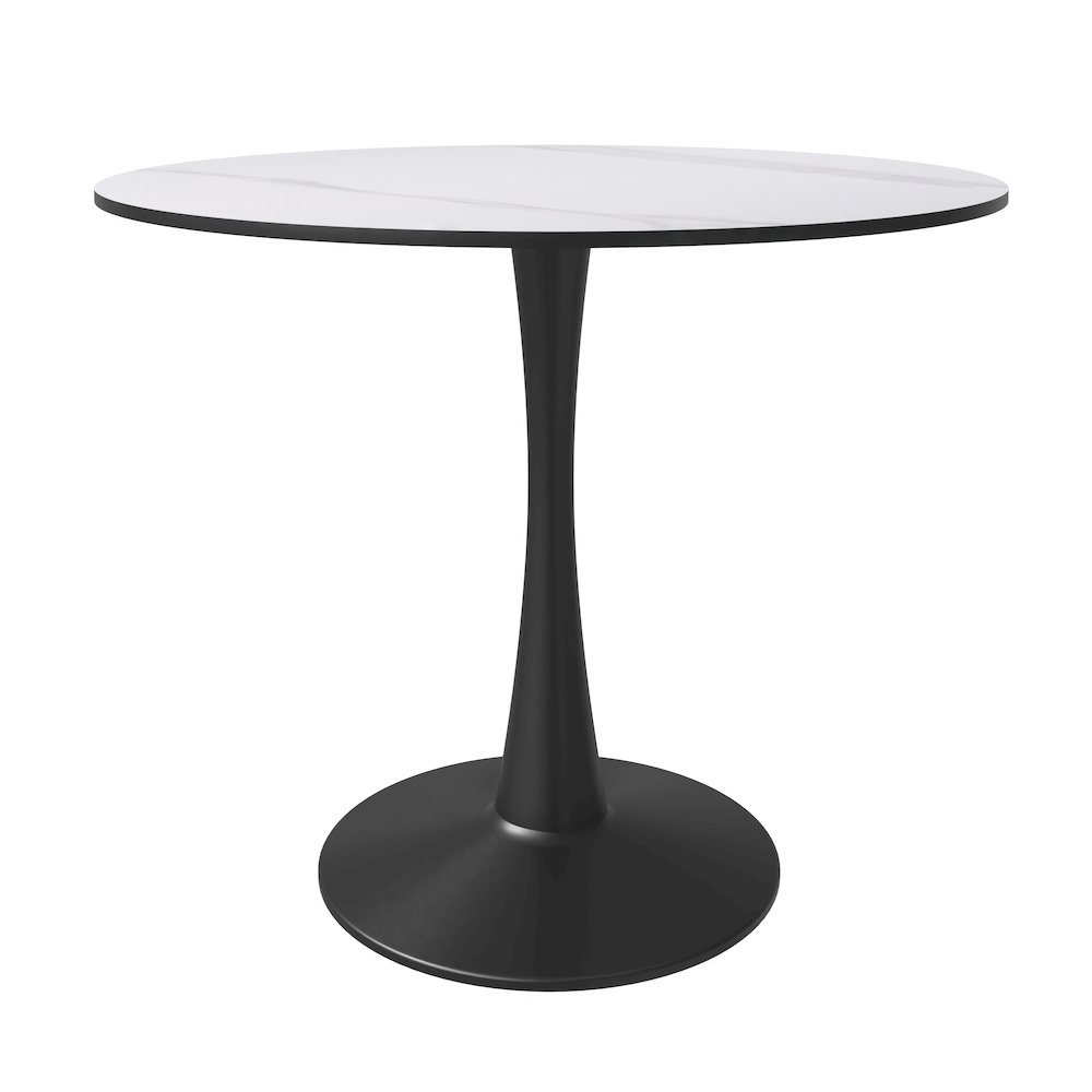 Bristol 31" round dining table Black base with White Sintered stone Top. Picture 2