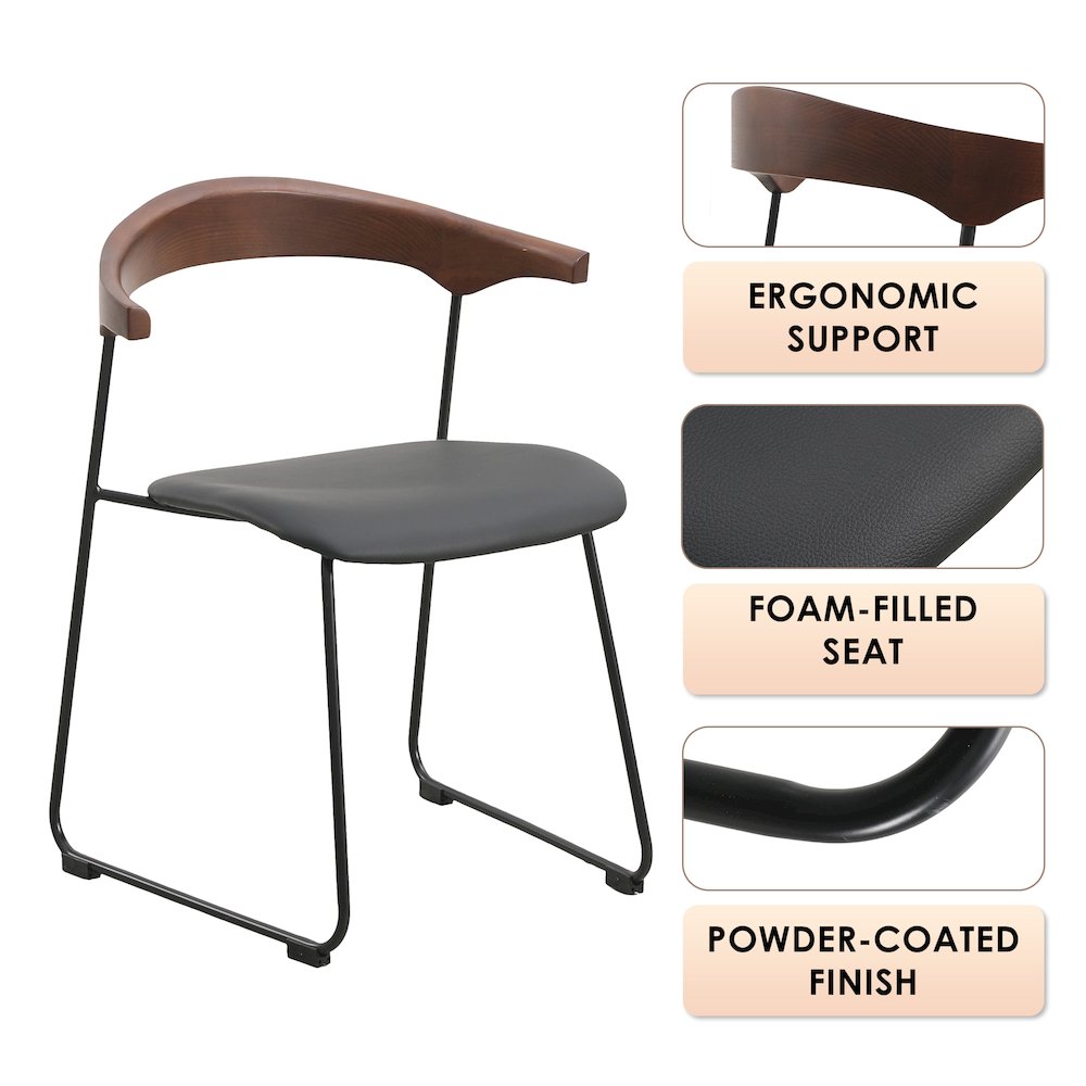 Lyra Collection Modern Chair in Black Walnut Color back and Black Seat. Picture 20