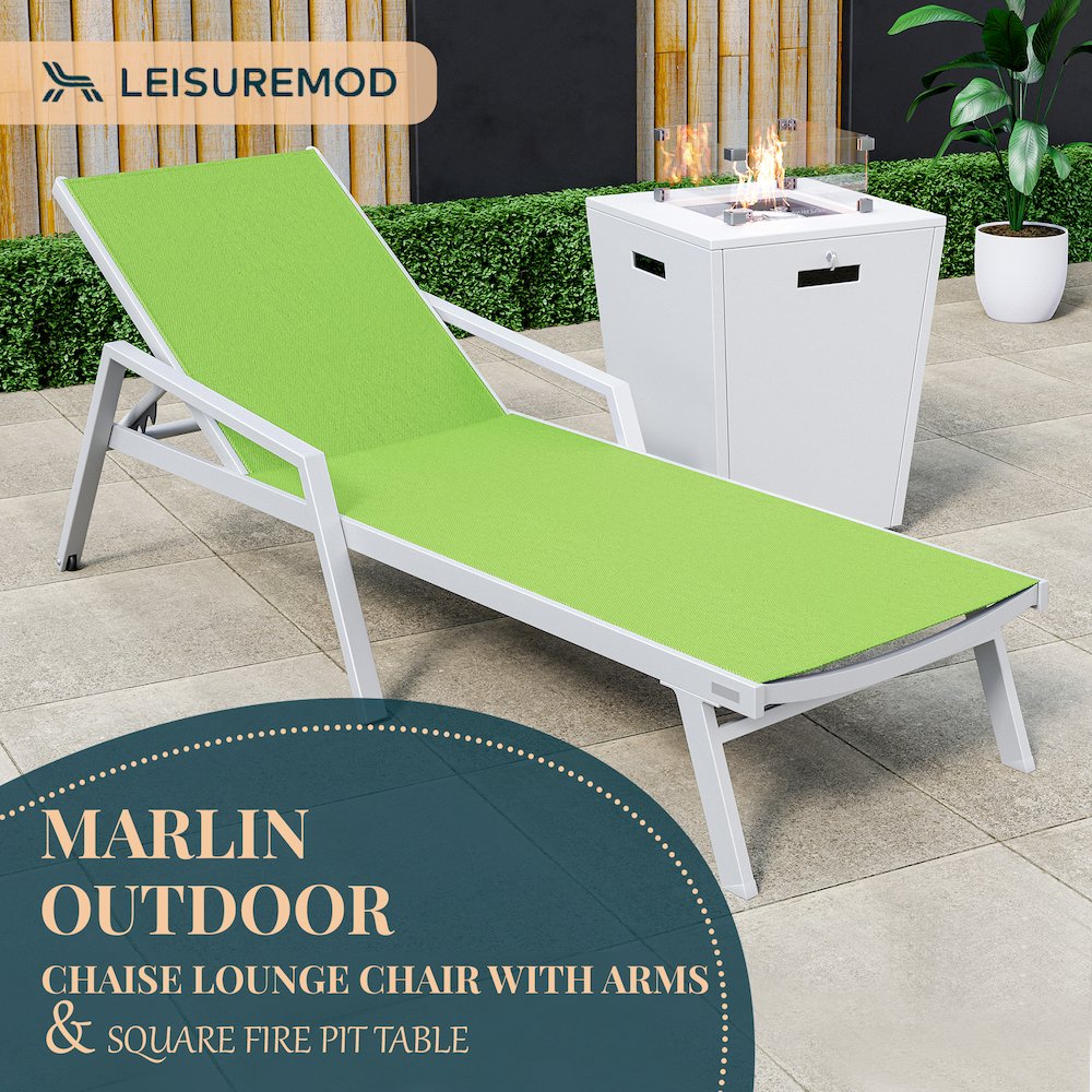 Marlin Modern White Aluminum Outdoor Patio Chaise Lounge Chair. Picture 2