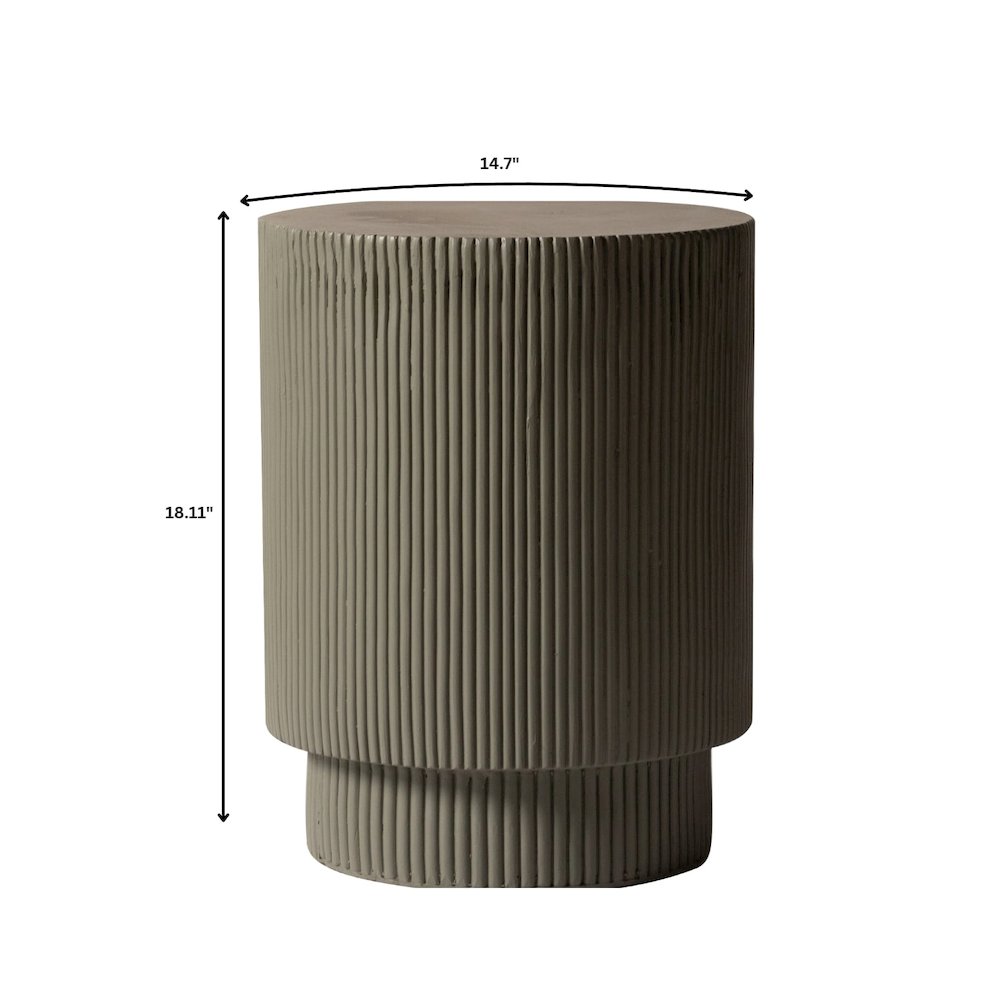 Eden Collection Fiberglass Outdoor Side Table in Grey. Picture 1