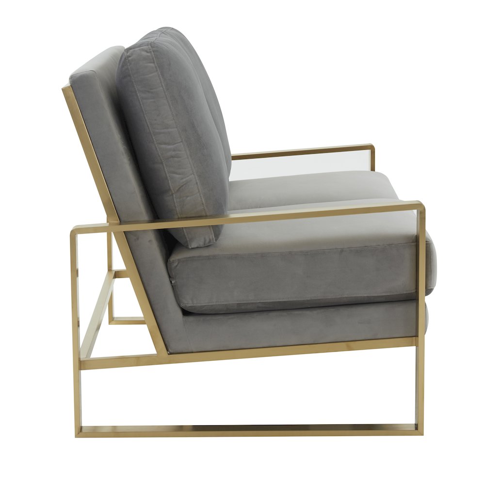 Jefferson Contemporary Modern Velvet Loveseat With Gold Frame. Picture 4