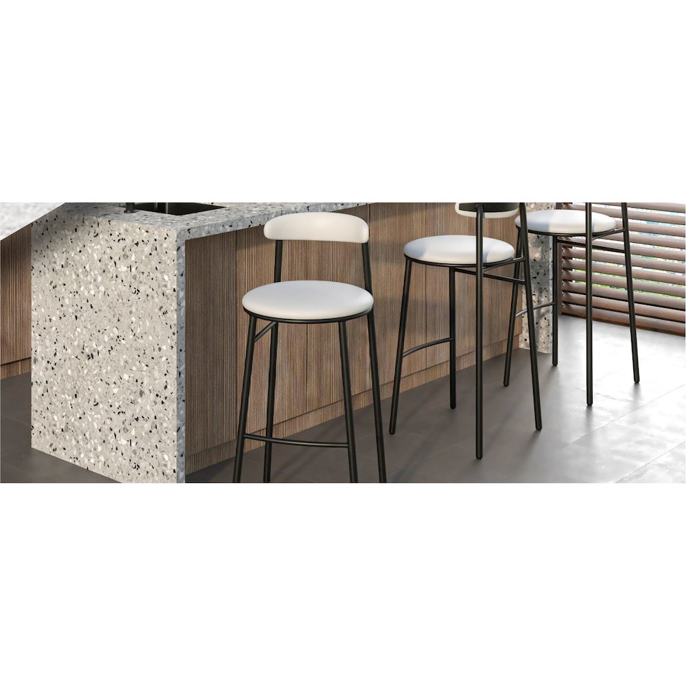 Lume Collection Modern Bar Stool in White. Picture 20
