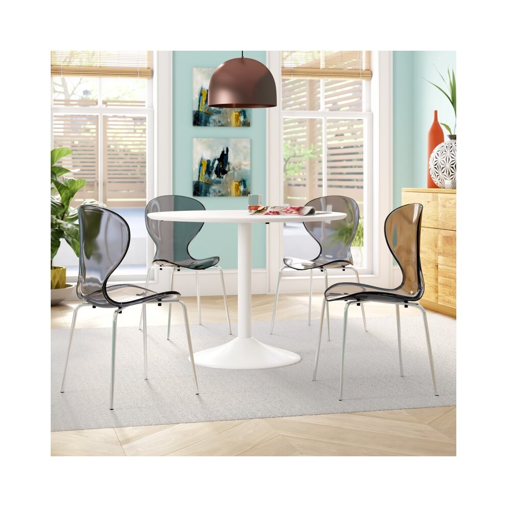 Modern Oyster Transparent Side Chair, Set of 4. Picture 12