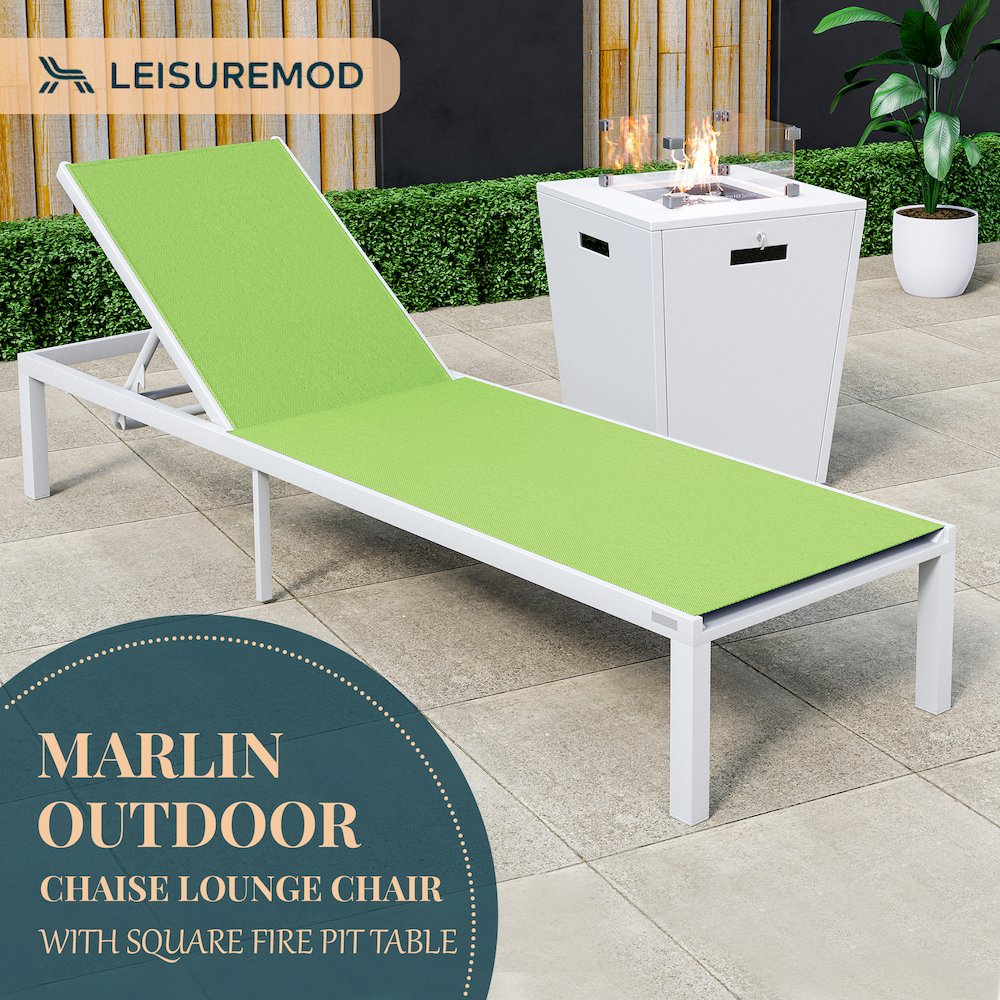 Marlin Modern White Aluminum Outdoor Patio Chaise Lounge Chair. Picture 5
