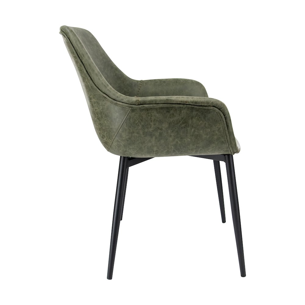 Markley Modern Leather Dining Arm Chair With Metal Legs Set of 2. Picture 9