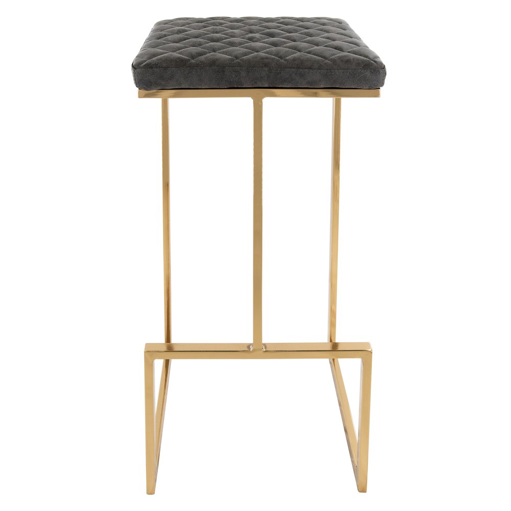 Quincy Quilted Stitched Leather Bar Stools With Gold Metal Frame. Picture 4