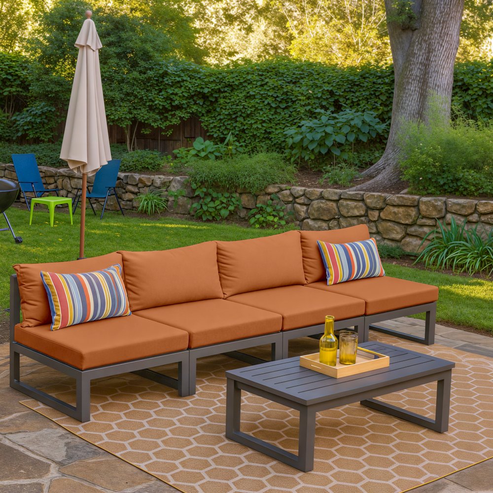 Chelsea 4-Piece Middle Patio Chairs Black Aluminum With Cushions. Picture 13