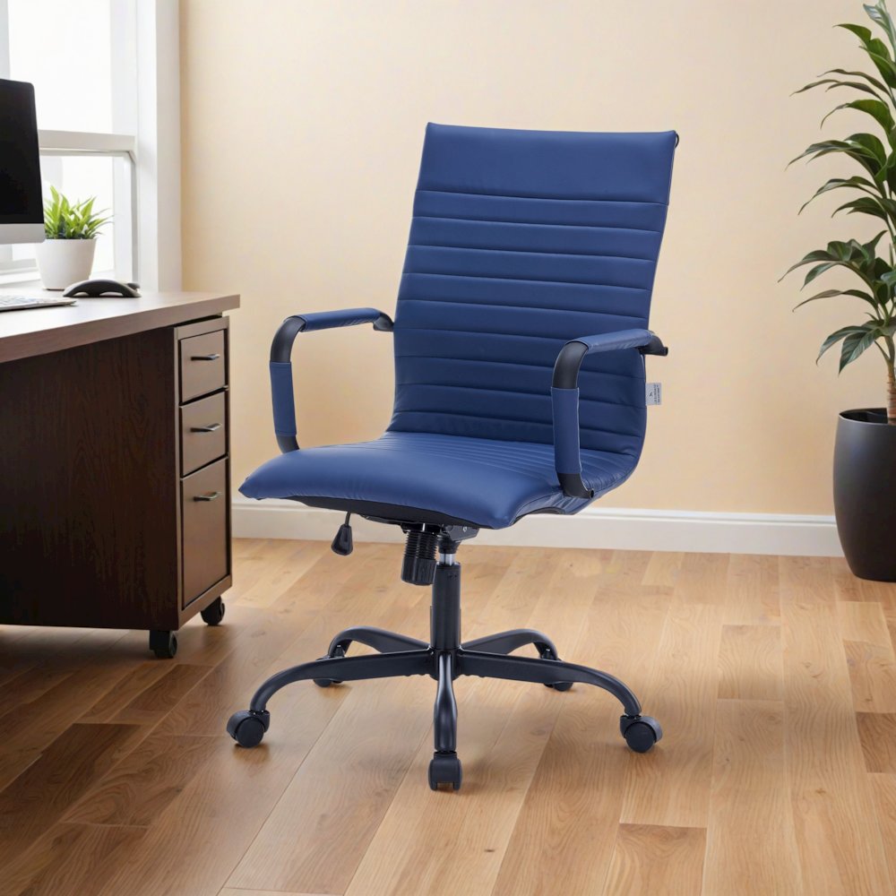 Harris High-Back Leather Office Chair With Black Frame. Picture 14