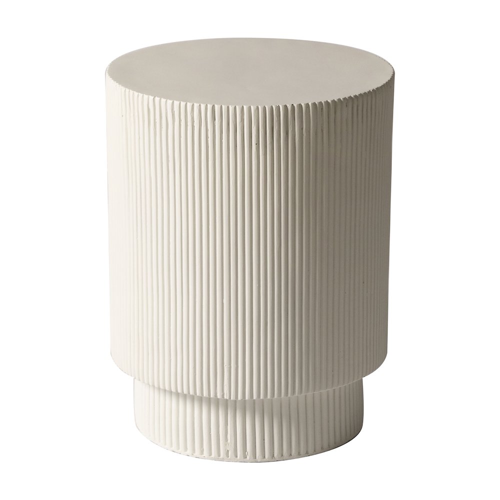 Eden Collection Fiberglass Outdoor Side Table in White. Picture 16
