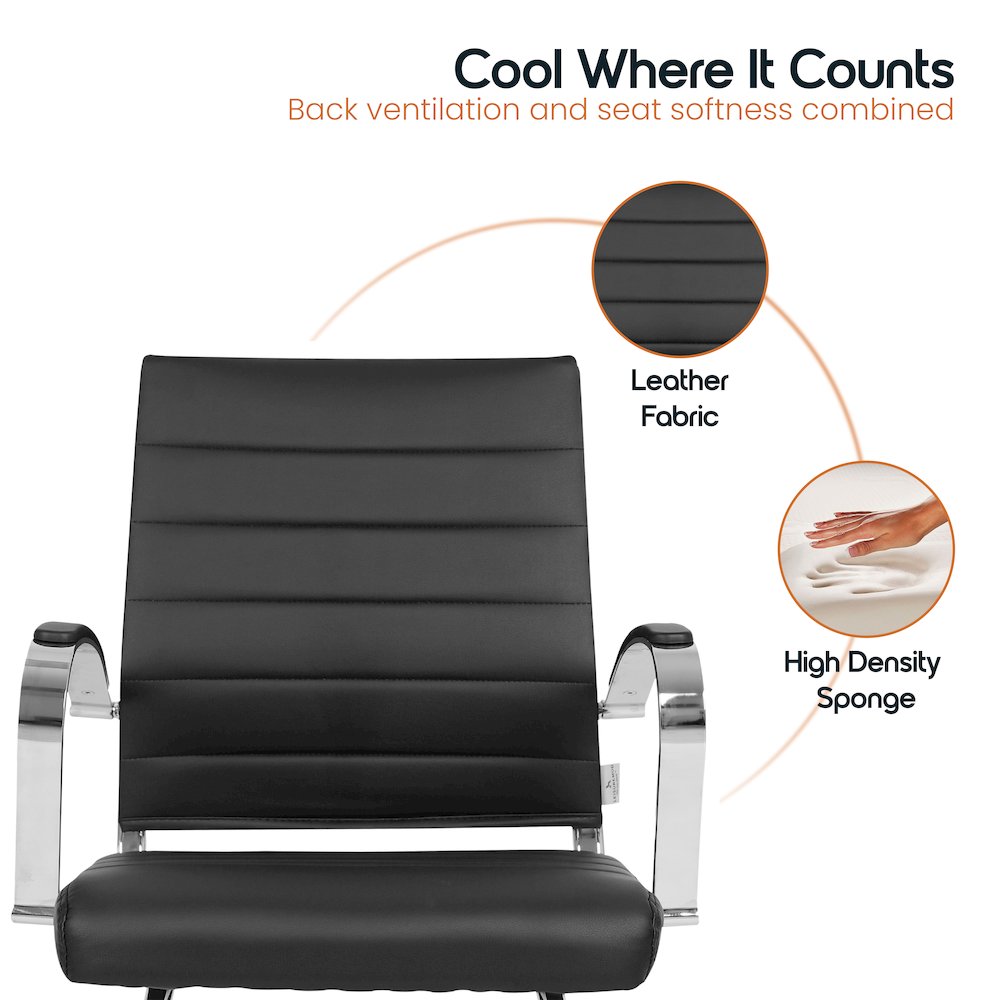 Benmar Home Leather Guest Office Chair in Black. Picture 20