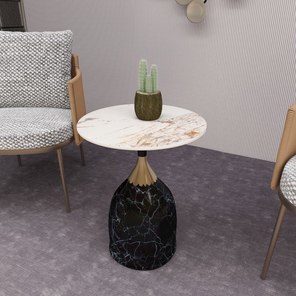 Oslo Collection Modern End Table In Stone Black. Picture 53