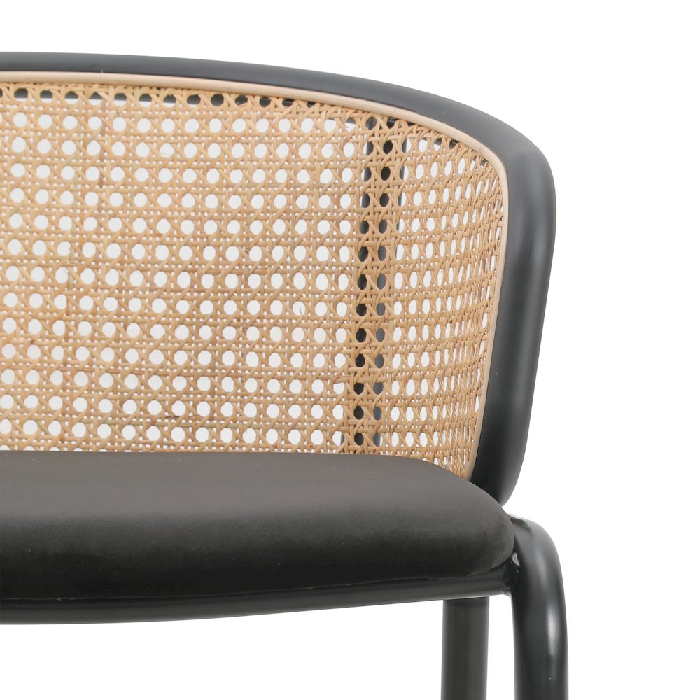 Ervilla Mid-Century Modern Wicker Bar Stool in Black. Picture 11