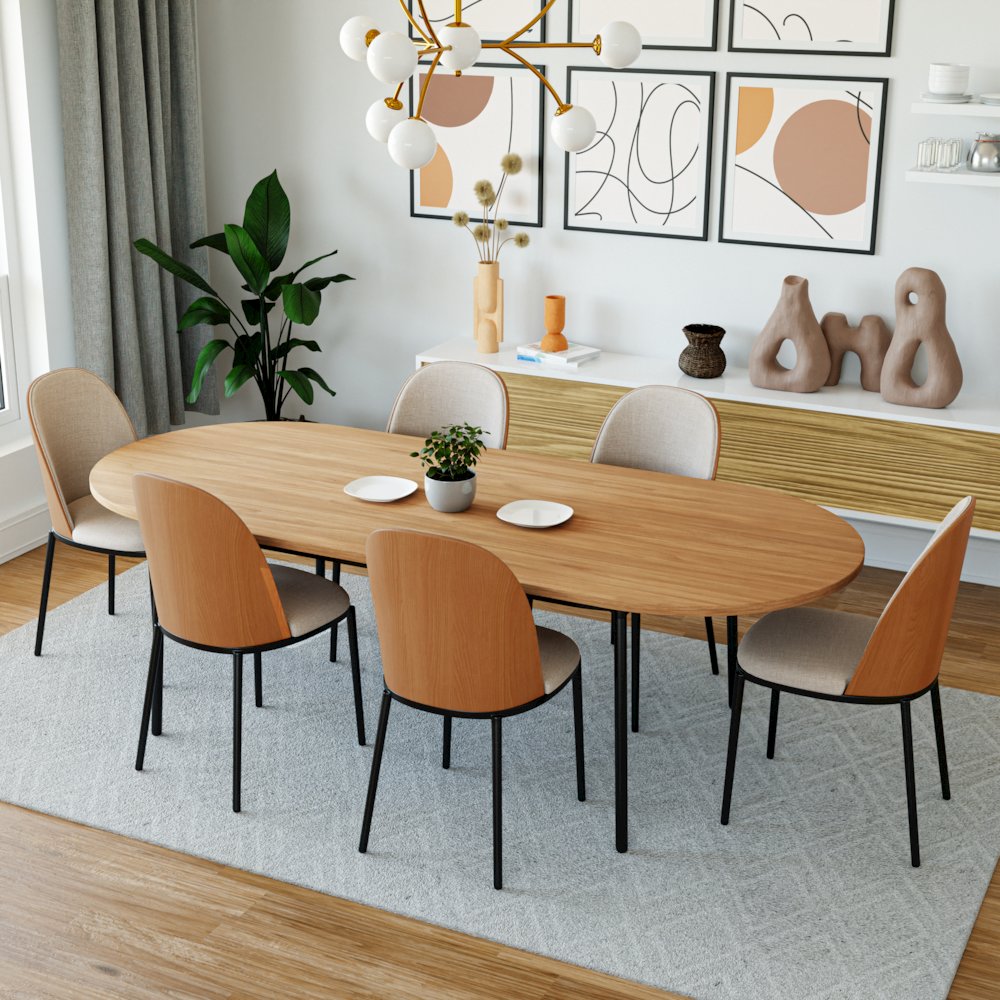 Tule Modern 83" Oval Dining Table in Natural Wood. Picture 16