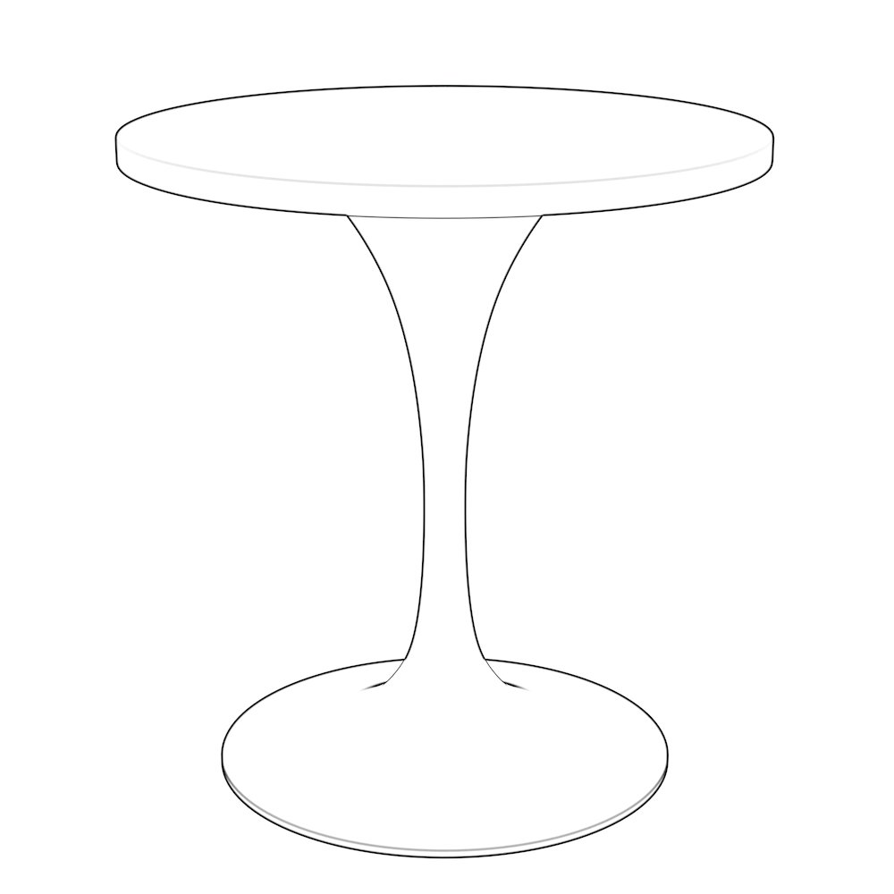 Verve Collection 27 Round Dining Table, White Base with Black MDF Top. Picture 1
