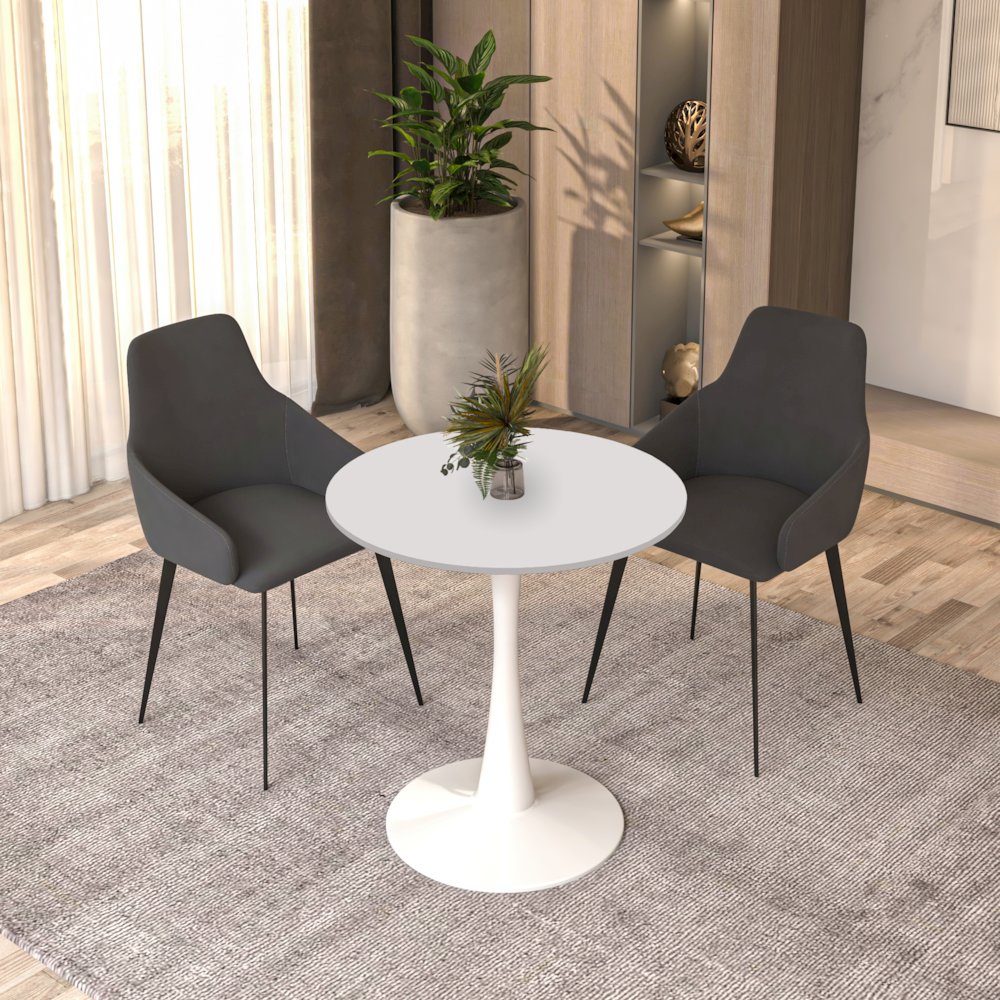 Leisyremod Bristol 24" Round Dining Table White base with White top. Picture 25