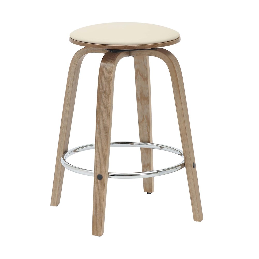 Wooden Counter Stool Pelya Collection Modern Style Washed Walnut color in Taupe. Picture 13
