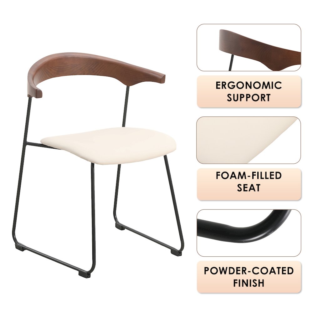 Lyra Collection Modern Chair in Walnut Color back and Taupe Seat. Picture 19