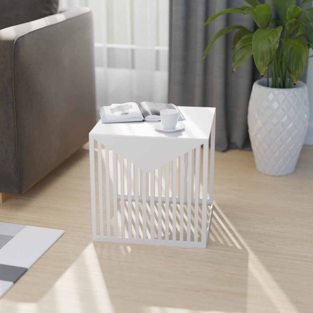 Cisco Modern Square Steel Side Table with Powder Coated Finish. Picture 2