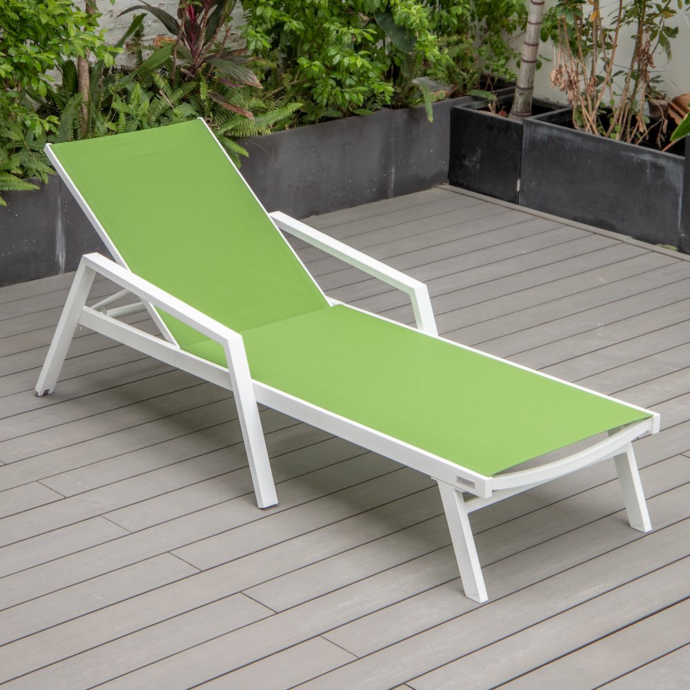 Marlin Modern White Aluminum Outdoor Patio Chaise Lounge Chair. Picture 27