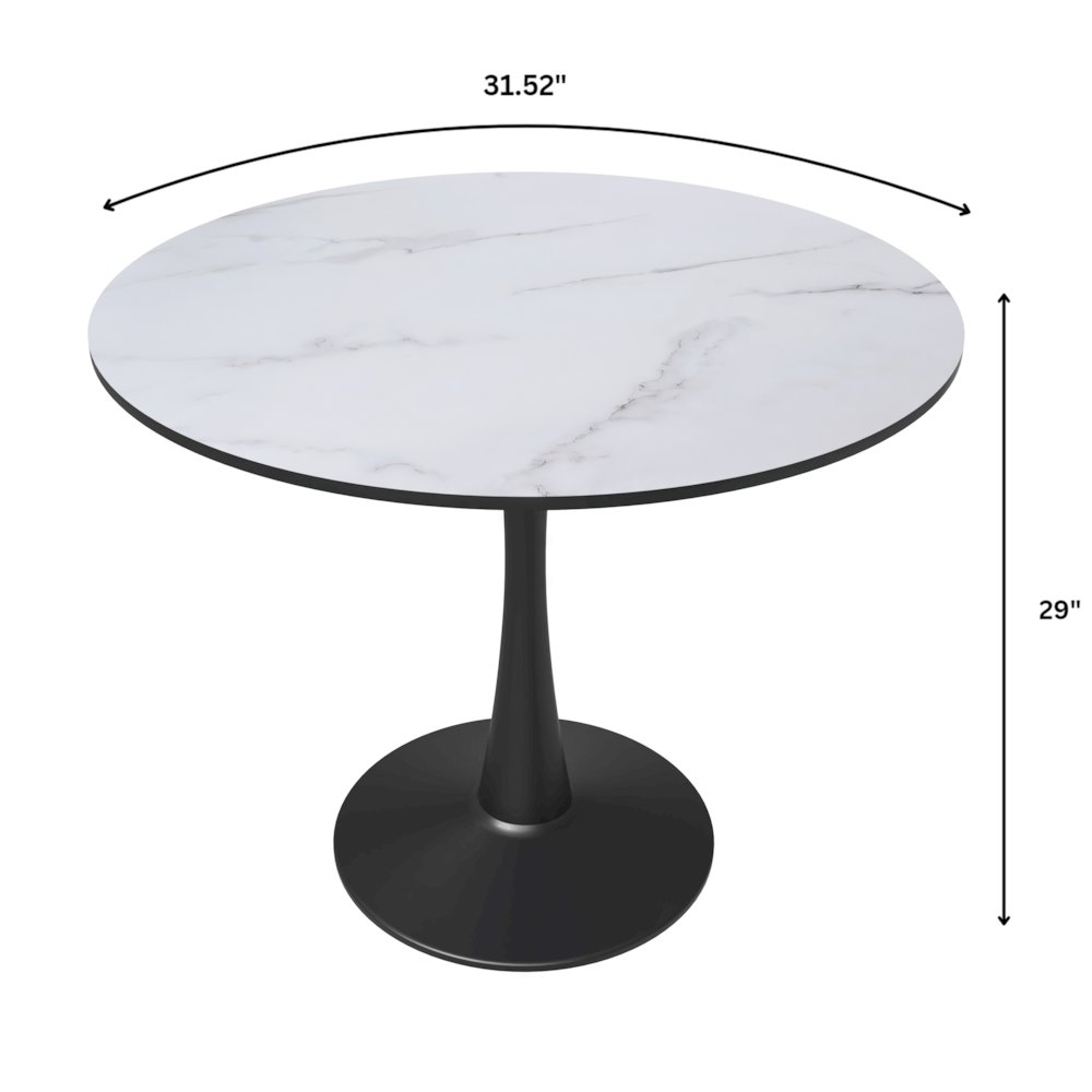 Bristol 31" round dining table Black base with marbled MDF top. Picture 26
